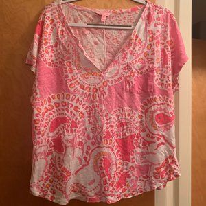 Lilly Pulitzer Duval Tee Trunks in Love, XL EEUC